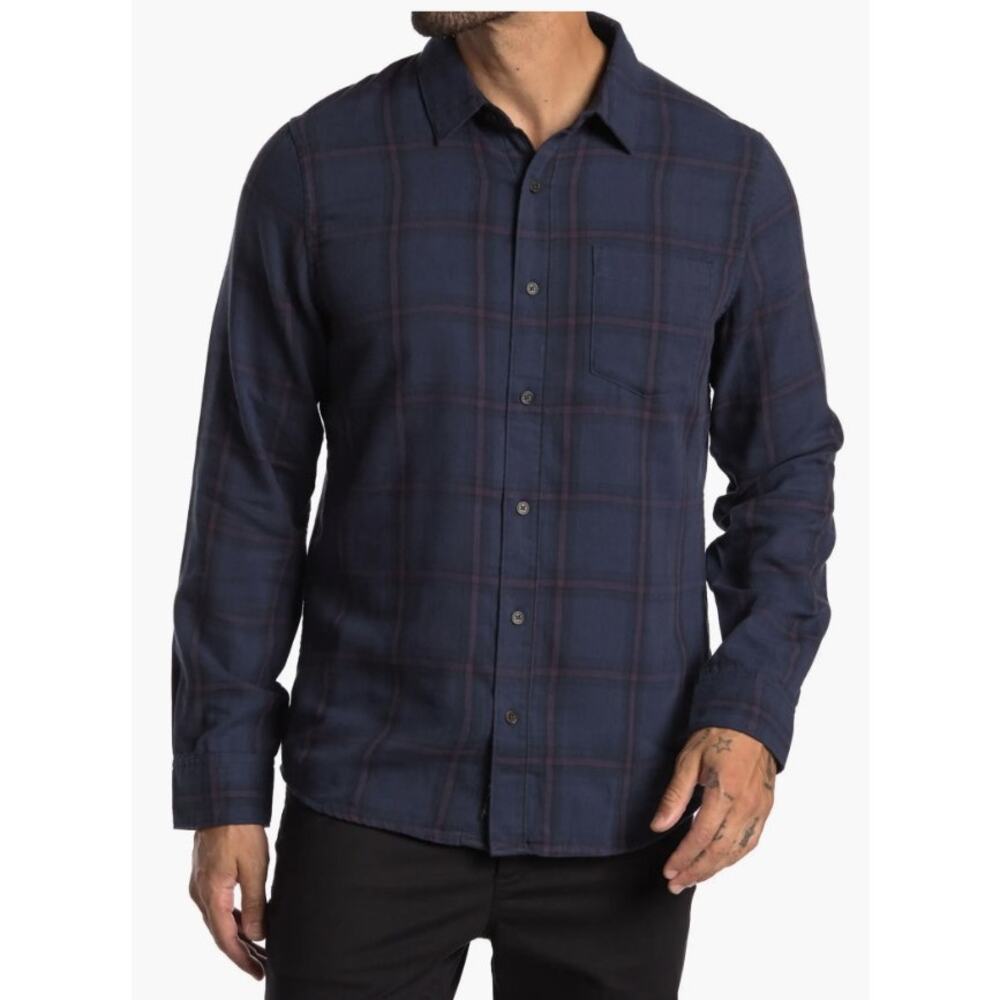 NWT Travis Mathew Third Person Plaid Long Sleeve Button Down | Blue‎ | SZ S